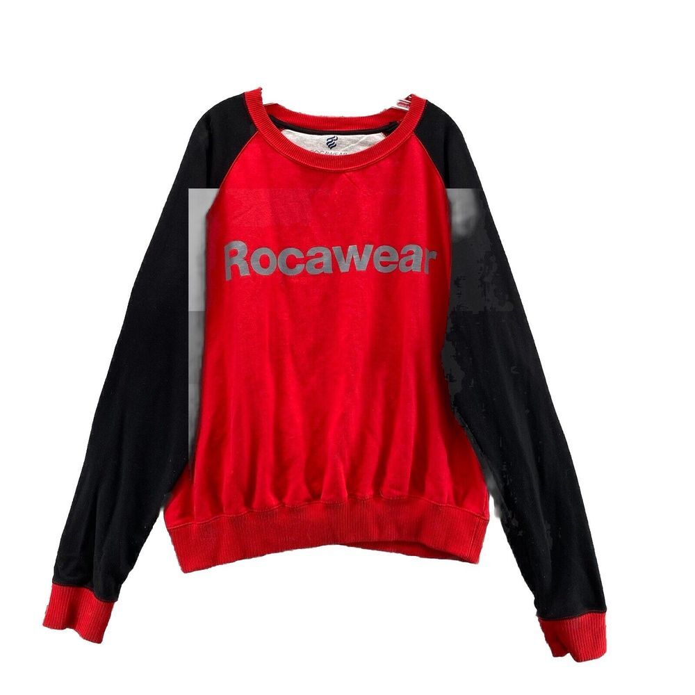 Rocawear Pullover Men's 3XL Red Black Crewneck Spellout Sweater‎ Streetwear Y2K